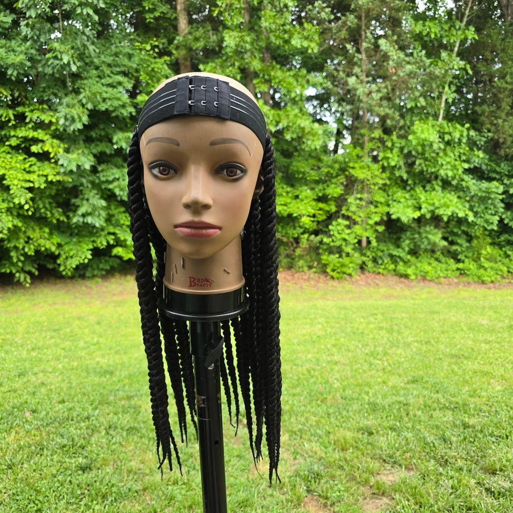 Black  Box Braids Halo Wig